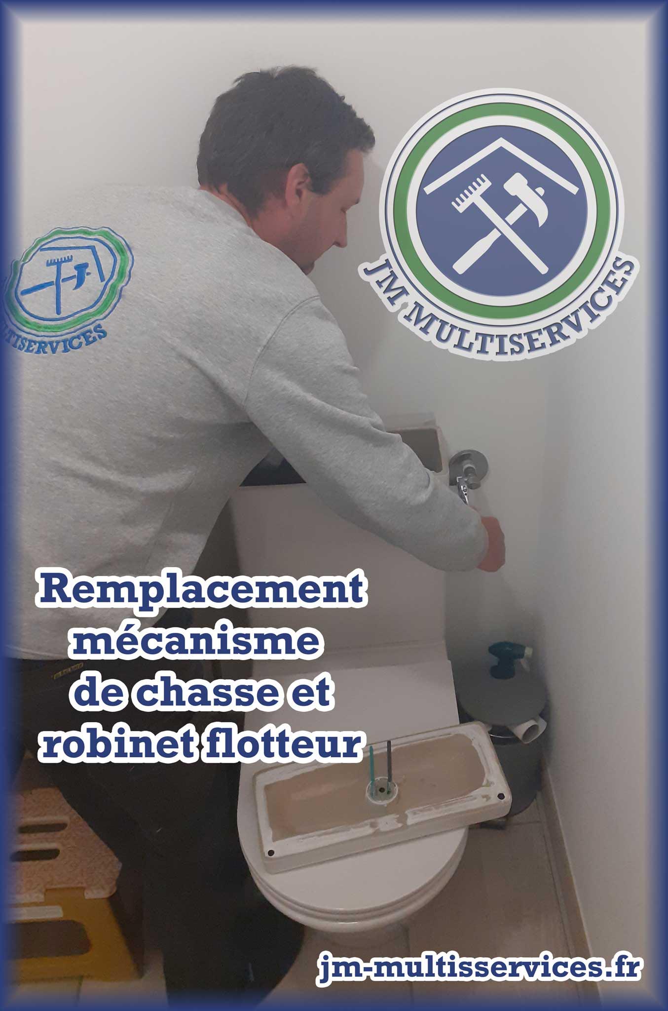 Remplacement mecanisme de chasse et robinet flotteur sur un WC