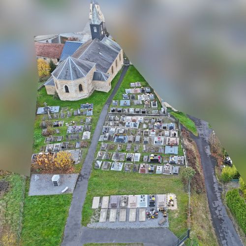 Vue aérienne par drone du cimetière de Houldizy