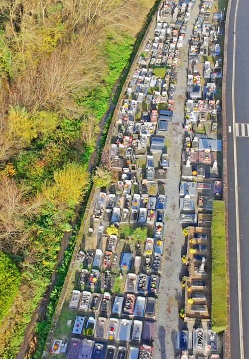 Vue aérienne par drone du cimetière de La Grandville